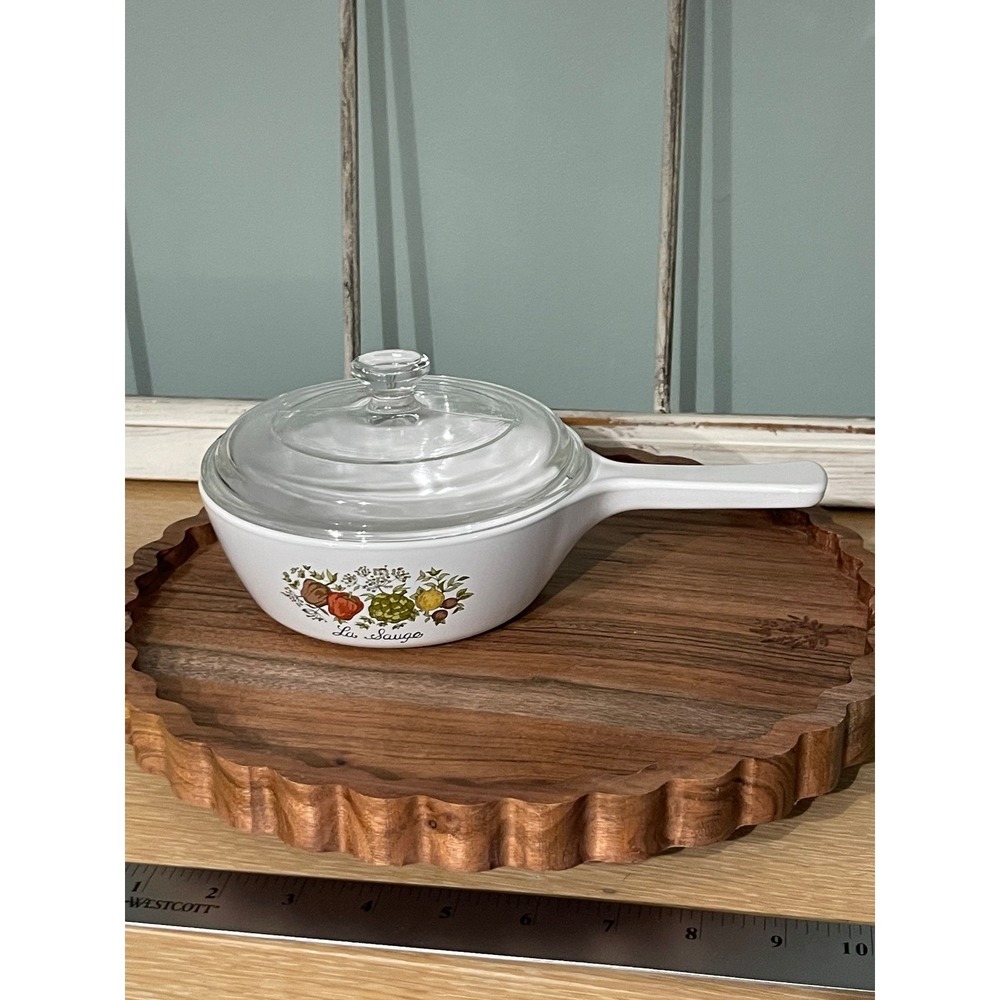 Vintage Corning Ware "Spice of Life" La Sauge Saucepan with PYREX lid 80s